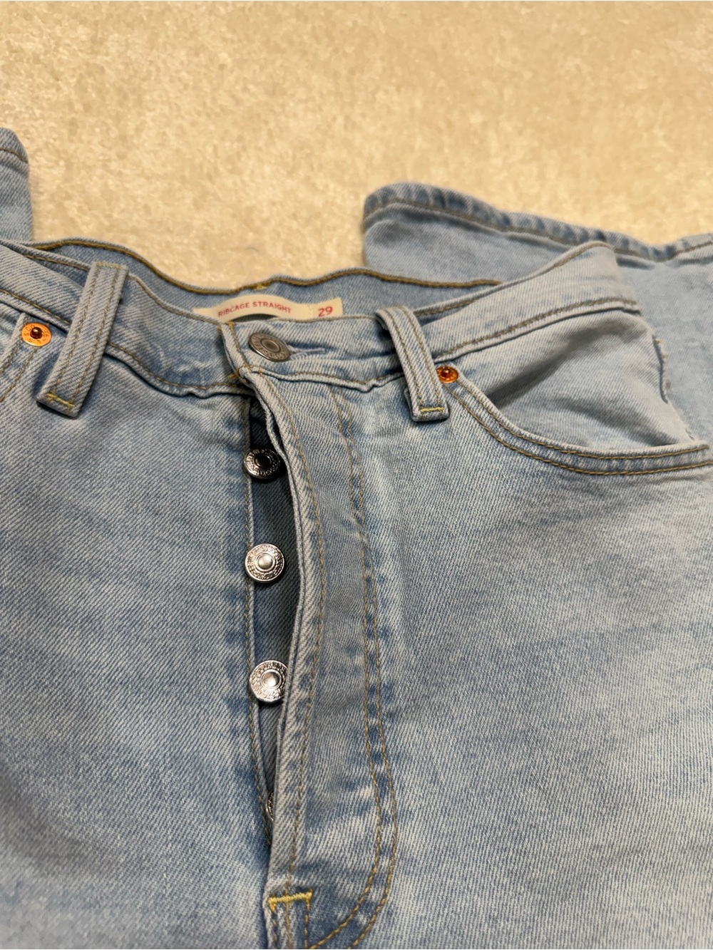 Levi’s Ribcage Straight High Rise Denim Jeans Light Blue Size 29 8 - Picture 4 of 11